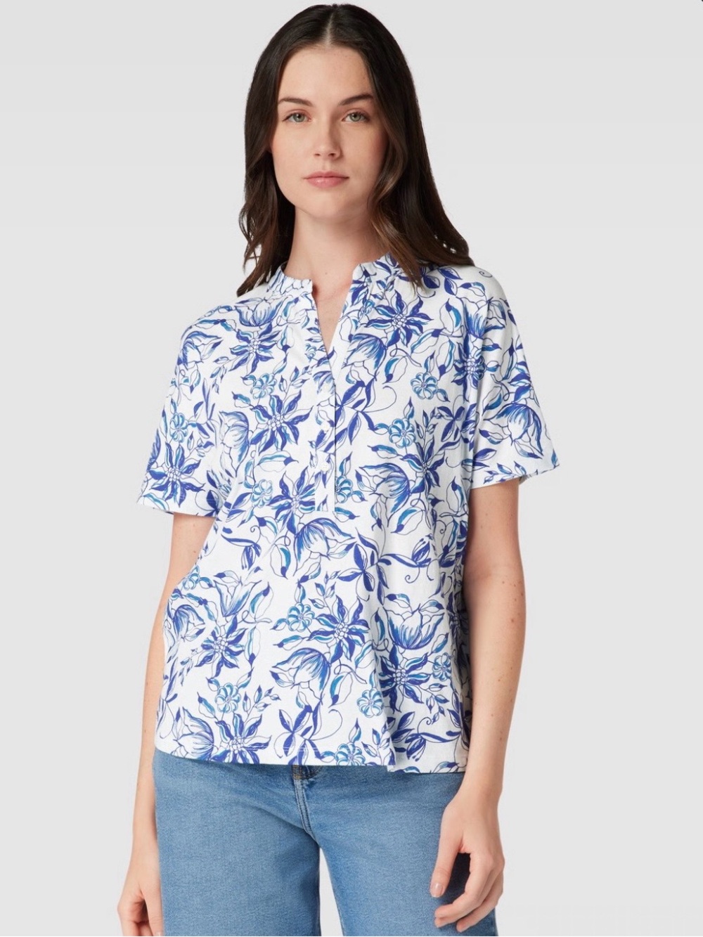 Marc O’Polo Damen T-Shirt Size Medium White Blue Floral Organic Cotton Top